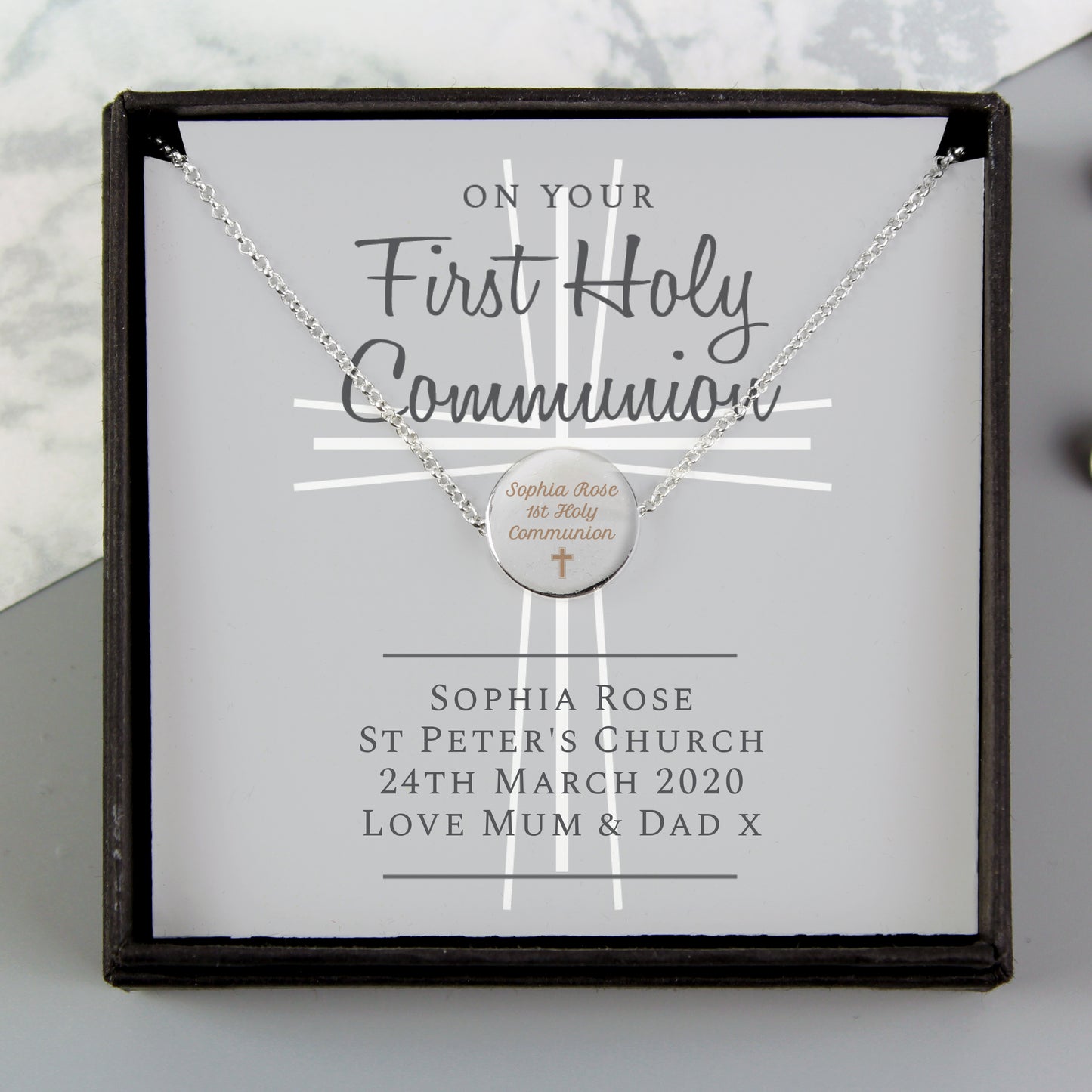 Personalised First Holy Communion Necklace & Box