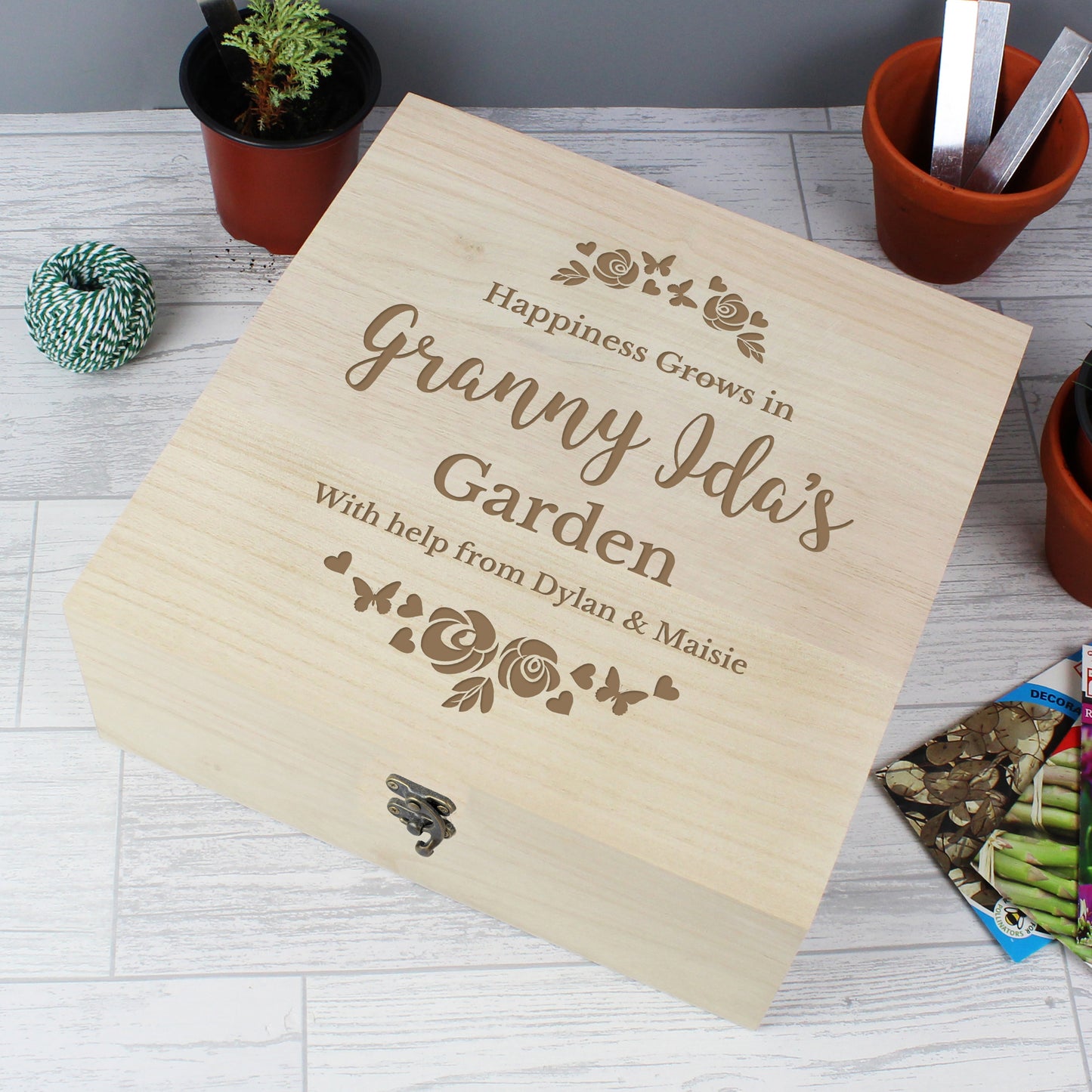 Personalised Any Role 'Floral Watercolour Wedding' Large Wooden Keepsake Box