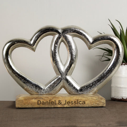 Personalised Free Text Double Heart Ornament - Wedding Gift