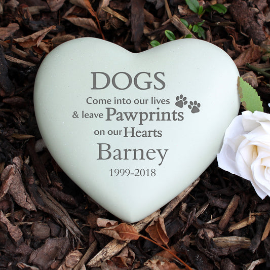 Personalised Cat or Dog Pawprints Heart Memorial