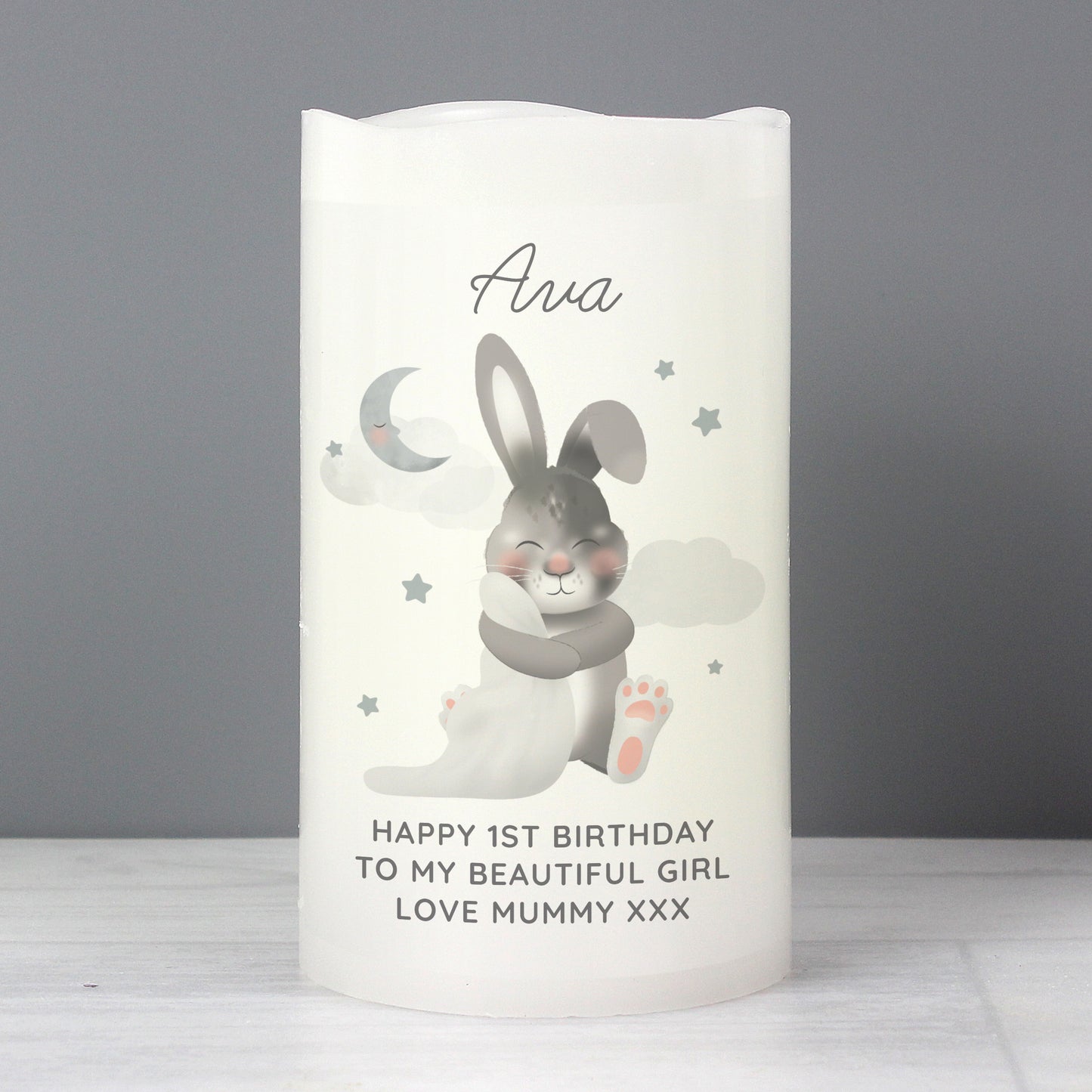 Personalised Baby Bunny LED Candle