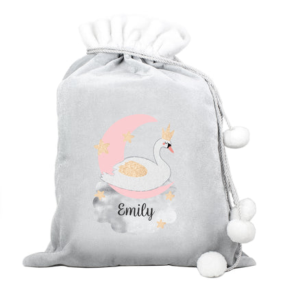 Personalised Festive Fawn Luxury Pom Pom Red Sack