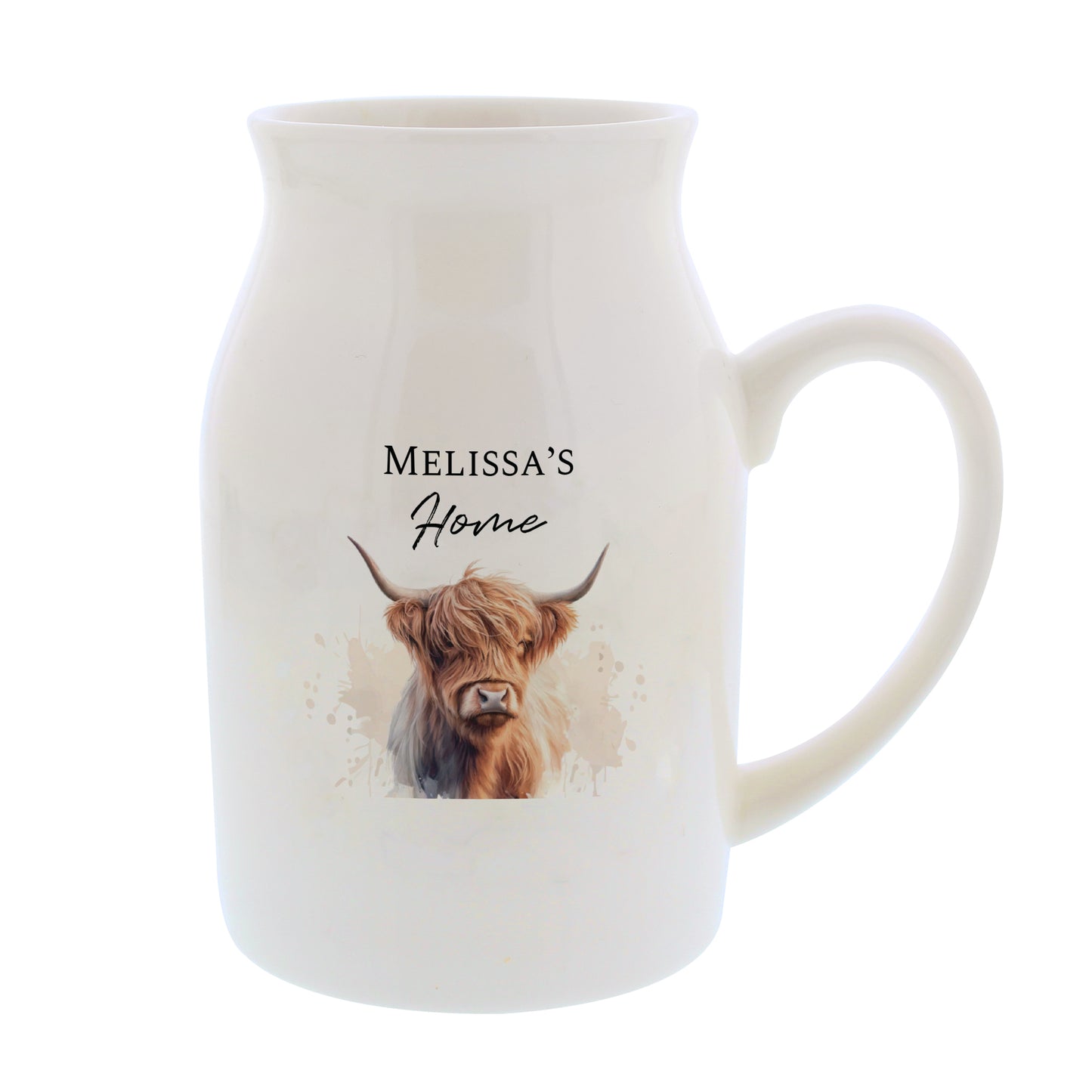 Personalised Highland Cow Flower Jug Vase