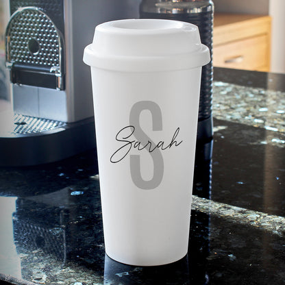 Personalised Initial & Name Insulated Reusable Eco Travel Cup