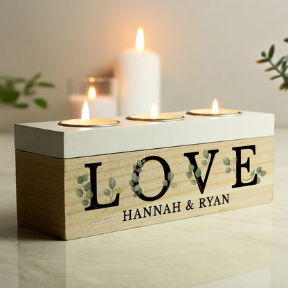 Personalised Botanical Triple Tea Light Box