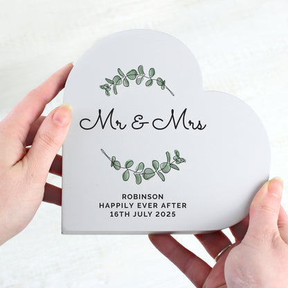 Personalised Botanical Free Standing Heart Ornament