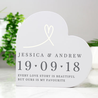 Personalised Free Text Free Standing Heart Ornament