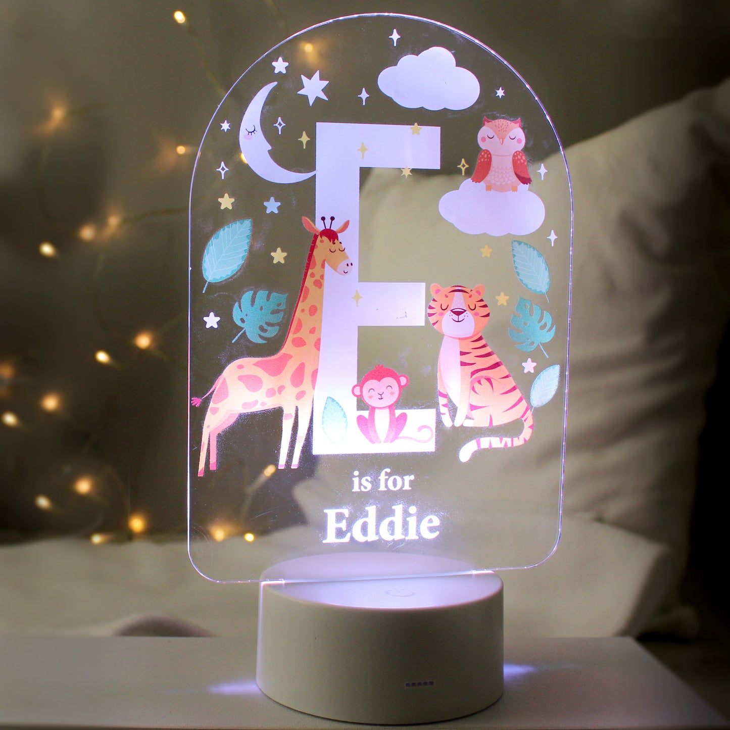 Personalised Animal Alphabet LED Colour Changing Night Light